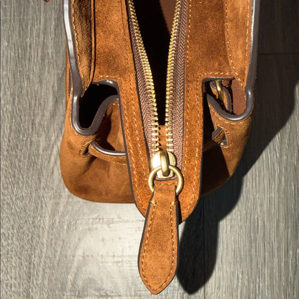 Coach Empire 34 Suede Shoulder Bag Classic Dark Brown Suede LIKE NEW AUTHENTIC ✨ - Picture 6 of 16